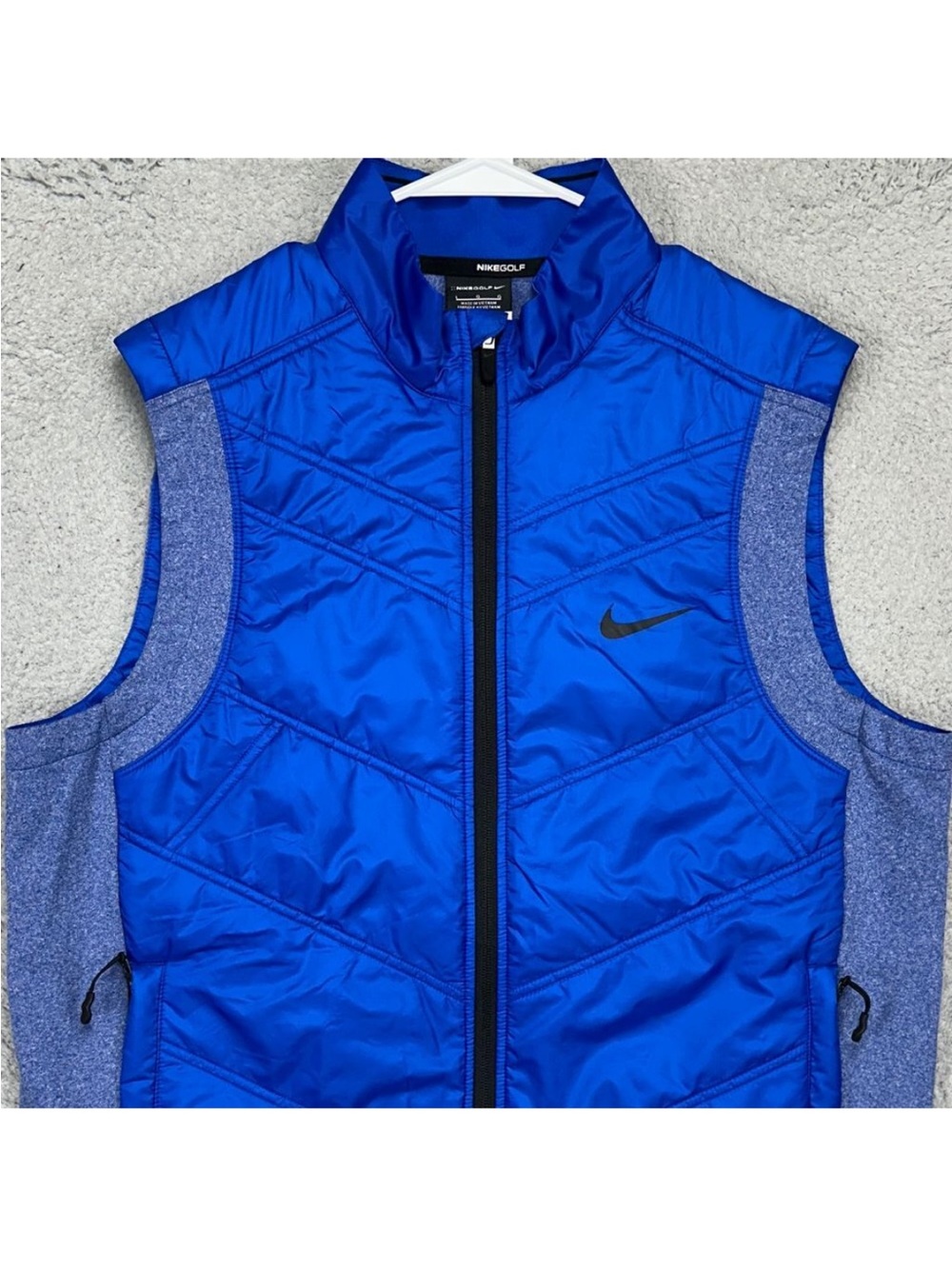 Nike Blue Quilted Vest with Heathered Side Panels